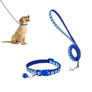 Buraq Nylon Dog Collar Leash Set with Quick Release Buckle , Strong Hook , for Small & Medium Dogs (Blue)