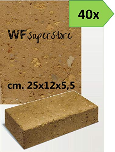 WUEFFE Mattoncini diamantati in tufo 25x12x5,5-40 Pezzi - Pavimenti aiuole Giardino