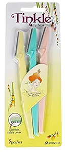 Mapperz Tinkle Face Razors For Women/Women Face Razor/Razor For Face & Eyebrow/Reusable & Biodegradable/Quick & Easy Facial Hair Removal At Home - Pack of 3 (Multicolour)