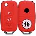 Produktbild kwmobile Autoschlüssel Hülle für VW Skoda Seat - Silikon Schutzhülle Schlüsselhülle Cover für VW Skoda Seat 3-Tasten Autoschlüssel Schwarz Weiß Rot