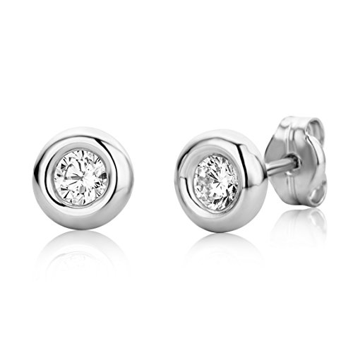 Miore Pendientes de Oro Blanco de 9K con Circonita para Mujer