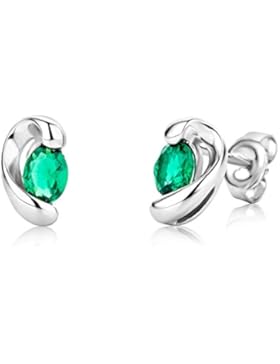 Miore Damen-Ohrstecker 375 weißgold Smaragd