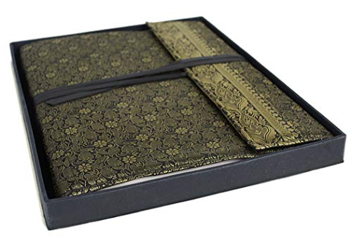 Life Arts Sari Álbum de Fotos de Seda Hecho a Mano Grande Negro