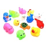 Healthy Clubs 5pcs Kids Children Play Water Bath Pool Tub Animals Squeaky Toys, Color Random