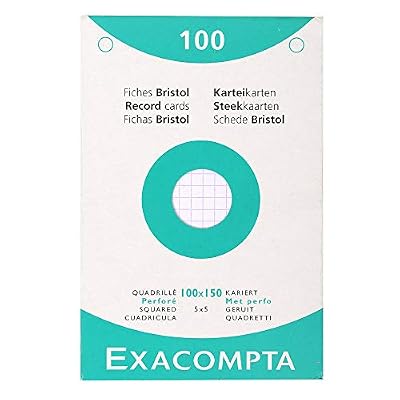 Exacompta 13602E Etui 100 Fiches Bristol Blanc 100/150 5x5 Perforée