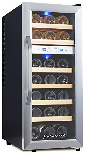 Kalamera KR-21ASSE wine refrigerator for up to 21 bottles (up to 310 mm height), two temperature zones 7-18 ° C…