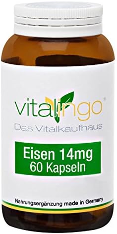 Iron Capsules – Vegan and Hochdosiert 600mg 60 Capsules with 14 mg PURE Iron (II) Gluconat in a Capsule 100mg Methyl Cellulose (Vegicaps for Vegetarians)