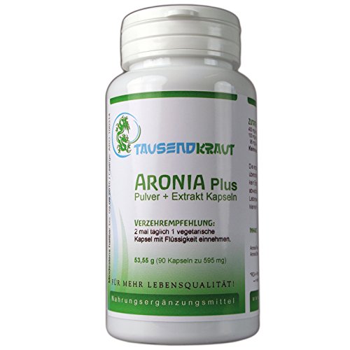Preisvergleich Produktbild Aronia PLUS (90 Kapseln) Nahrungsergänzungsmittel [Aronia melanocarpa, Aroniabeere] Tausendkraut