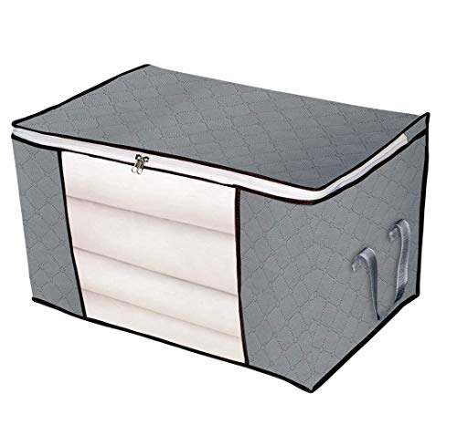 Bolsa de Almacenamiento de Ropa de Gran Capacidad con Asa Reforzada y Tela Actualizada para Edredones, Mantas, Organizador de Transpirable con Cremallera Robusta