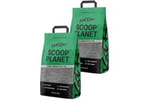 KatKin Scoop Planet Litter (2x4.5kg/12.8L bag): KatKin's upgraded Tofu litter, Plant-Based, 100% Biodegradable, Non-Tracking, Clumping Cat Litter Made With Non-Toxic, Eco-Friendly Pea fibre & Millet