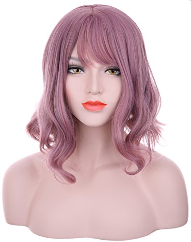 Hxhome Short Curly Wig Sexy Lady Short Bob with Fringe Wave Full Lace With Wig Cap for Women Cosplay Party