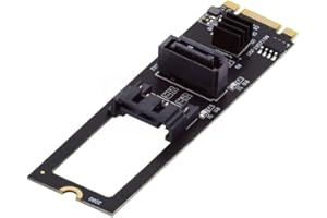 NFHK NGFF Key B+M PCI Express to SATA 3.0 6Gbps Dual Ports Vertical Horizontal Adapter Converter Hard Drive Extension Card JMB582 2280