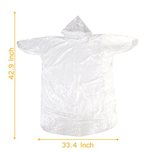 Migimi Einweg Notfall Wasserdicht Regenmantel, Einweg Kunststoff Poncho, Einweg Regenmäntel für Outdoor, Einweg PE Regenmantel Poncho mit Cap ( Clear 6 Pcs ) - 7