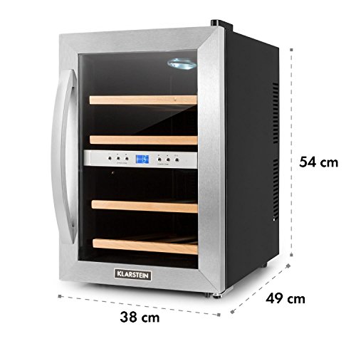 Klarstein Reserva 12 Weinkühlschrank Getränkekühlschrank (34 Liter, für 12 Flaschen, 2 Zonen, Glastür, LCD-Display) schwarz-silber - 7