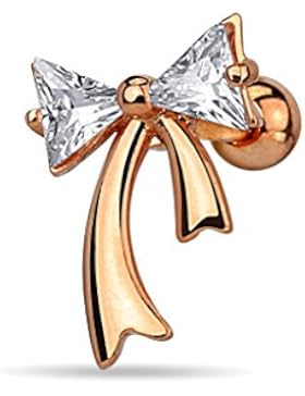 BlackAmazement 316L Edelstahl Tragus Piercing Helix Ohr Schleife Ribbon Band Schlupf Zirkonia Kristall silber...