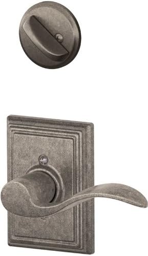 Schlage Lock Company F94ACC621ADDLH Accent Lever Left Handed Dummy Interior Pack with Deadbol, Distressed Nickel