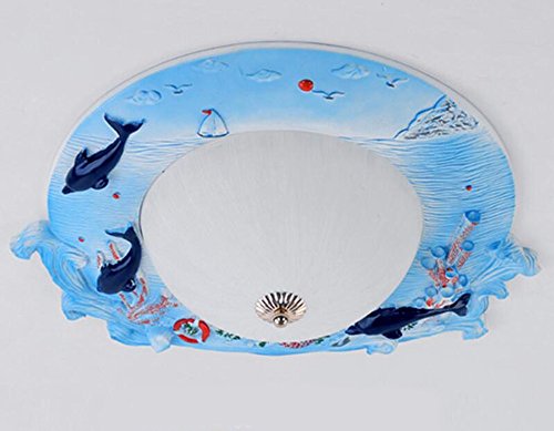 Preisvergleich Produktbild MeloveCc Deckenleuchte Ledthat Kreativität Schlafzimmer Wohnzimmer Persönlichkeit Restaurant Beleuchtung für zu Hause Kinder Cartoon das Meer und den Strand Blau 47 * 15 Cm