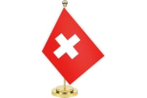 Schweiz Schreibtisch Flagge, 30cm großes kleines Schweizerinnen und SchweizerSchweizerinnen und Schweizer Banner im Freien, winziges Drucken Dekor für Büro Home Tisch desk Switzerland