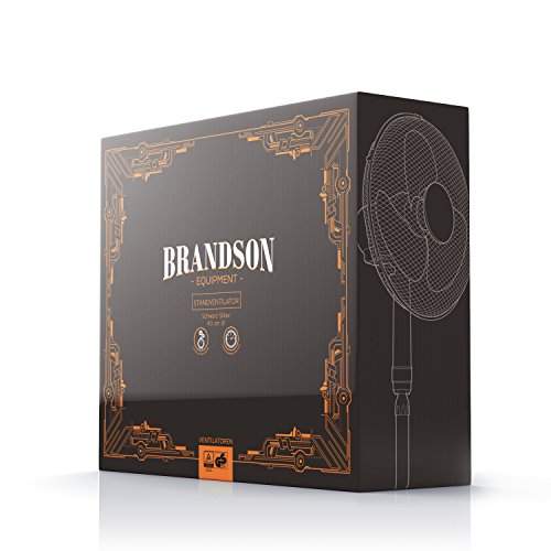 confronta il prezzo Brandson 40cm Ventilatori a piantana/Macchina del vento | Oscillazione 80° | 3-livelli di potenza | 50W | Elevato flusso d'aria | Modello 2018 | Rumore di funzionamento piacevole | Argento/Nero miglior prezzo