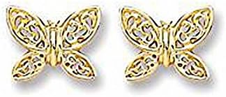Butterfly Earrings Gold Earrings Yellow Gold Butterfly Stud Earrings