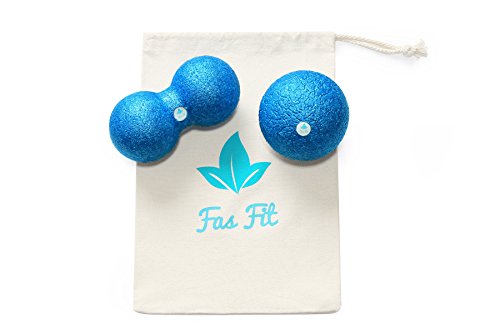 Faszienball Duo Set: Einzel- und Duoball (Farbe/Härte variabel) + Baumwolltasche + gratis Übungsheft und eBook für Faszien-Training bzw. Trigger-Punkt-Massage