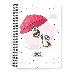 Drapvision Ultra-Premium Soft Notebook | 100 GSM Fine Paper | Unruled (Plain) | Write, Draw, Art, Sketch, Gift - All Purpose Notebook | Size: A5 (14x21 cms) | Design: Flying Pengu