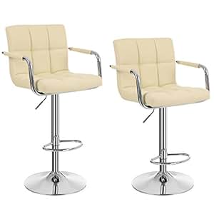 SONGMICS 2 x Barhocker mit Armlehnen Lehne Belastbar bis 200 kg beige