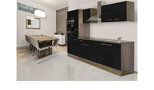 Respekta Kuchenleerblock Kuche Leerblock Kuchenzeile 300 Cm Eiche York Schwarz Amazon De Kuche Haushalt
