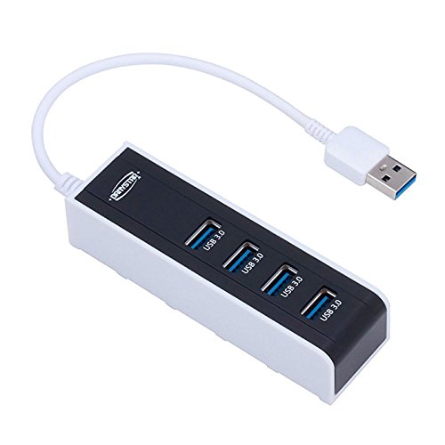 Danystar® Ladrón plegable con 4 puertos, cable USB 3.0 integrado 20 cm, para todos los Pc y Mac compatible con Windows XP/Vista/7/8, Mac 9,0 y superior-Accesorios para la electrónica danystar® negro
