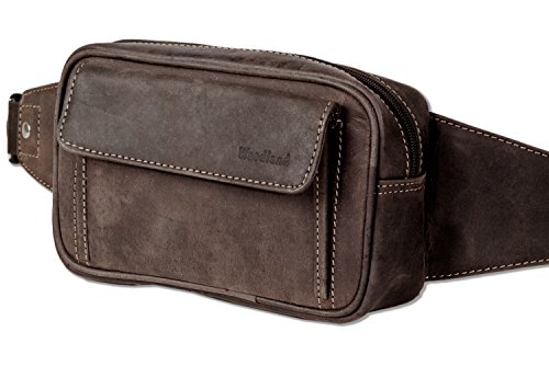 Woodland   Gro  e Bauchtasche mit viel Platz aus weichem  naturbelassenem B  ffelleder in Dunkelbraun Taupe