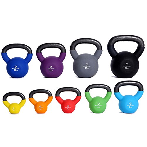 2er-Set KettleBell »Kylon« Kugelhantel bis zu 30kg Gesamtgewicht / Handgewicht 100% Eisen mit Neoprenoberfläche / High Performance Studio-Qualität ideal Krafttraining, Gymnastik und Heimtraining! - 2