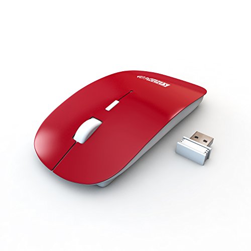 SOONGO Souris sans Fil Ordinateur avec Nano Récepteur 2.4G Lisse Utra Mince Rouge