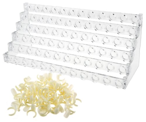 72 Tips Color Sticks Nail Art Practice Clear Acrylic Professional Display Stand + Ring Display