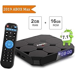 Android TV Box, ABOX A1 MAX Android 7.1 Smart TV Box de 2GB RAM+16GB ROM con BT 4.0 Soporta WiFi 2.4GHz /Full HD/ 4K H.265 Android Box