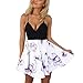 Produktbild Binggong Kleid Kleid Damen,Binggong Frauen V-Ausschnitt Print Sexy Verband Trägerlosen Minikleid Sommerkleider Knielang Schicke Kleider Elegante Abendkleider Mode Cocktailkleid (XL, Weiß)