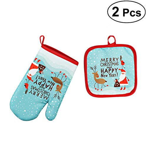 Preisvergleich Produktbild BESTOYARD Weihnachten Mikrowelle Handschuh Matte gesetzt Anti-hot Backen Handschuhe Isolierung Handschuhe - 2St
