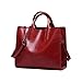 Produktbild Small-shop handbags Damen Taschen, Ölwachs, Leder, Handtaschen, lässig, weiblich, Koffer, Schultertasche für Damen, große Tasche, Bolsos Mujer Bols, Weinrot