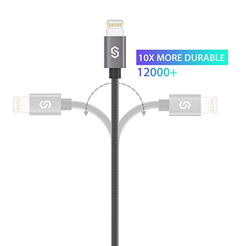 Syncwire C  ble iPhone 2M - Chargeur iPhone - C  ble Lightning en Nylon Tress   - Gris
