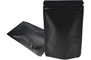 WACCOMT Pack Lot de 50 sacs de rangement à fermeture éclair en aluminium mat pour aliments - Anti-odeurs - Pour stockage à long terme (7,1 x 10,2 pouces, noir) (18 x 26 cm)