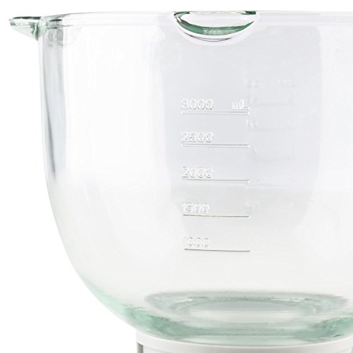 Klarstein Allegra Bowl Glasschüssel 3 l Zubehör Ersatz Küchenmaschine Rührschüssel Glas Zusatz transparent - 3