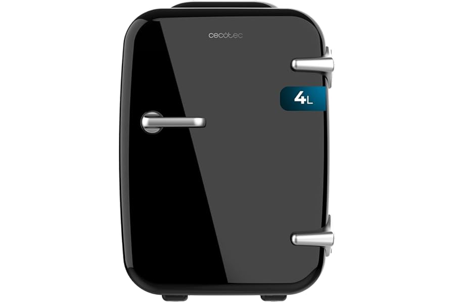Cecotec Mini Nevera Bolero MiniCooling 4L Habana Black, Funcionamiento 12V-220V, Compatible coche y caravanas, Función enfria