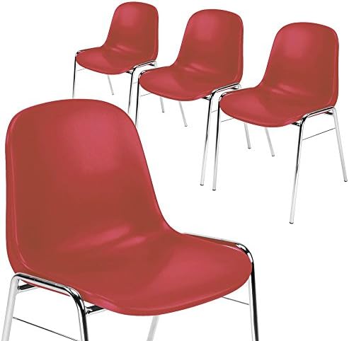 4 set visitors Chair Chairs Dining seat stacking height 77 cm beta chrome Red
