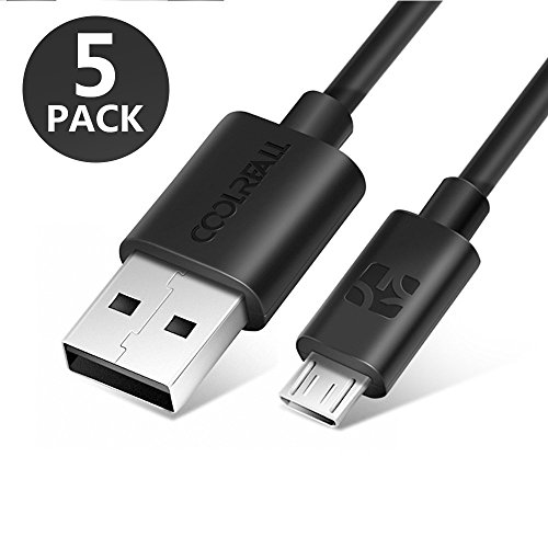 C  ble Micro USB 2 0  5-pack 1m 3ft  Coolreall   C  ble Chargeur pour Samsung Galaxy  HTC  Sony  Nexus  Asus  Blackberry  Nokia  LG  Motorola  Huawei  Kindle  Xiaomi  Smartphone  Appareils Android et Plus Encore  Noir 