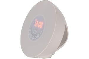 TFA Dostmann Despertador con luz Diurna Wake Up Light, 60.2019.02, Despertador con luz y Amanecer, Radio FM, 6 Tonos de Alarma, función de repetición, plástico, Color Blanco, 170 mm