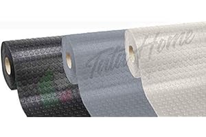 TATA HOME Pavimento Tappeto in PVC Gommato Rivestimento Linoleum Antiscivolo Flessibile e Resistente Disegno BollatoLarghezza 100 cm Lunghezza 400 cm Colore Grigio Chiaro