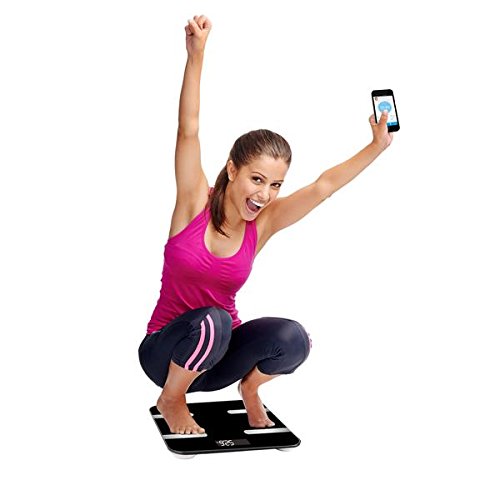 Digital-Waage Bluetooth Körperfett Muskelmasse Wasser iOS & Android App Digitale Personenwaage mit Körperfettmessung (Schwarz) - 4