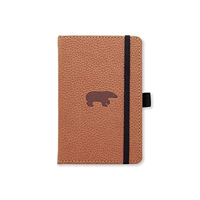 Dingbats* Wildlife Carnet A6 - Cuir PU, 100gsm Pages Crème Micro-Perforé, Poche Intérieure, Fermeture Elastique, Porte-Stylo (Pointillé, Ours Brun)