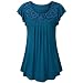 Produktbild Luckycat Damen Fashion V-Ausschnitt Plus Größe Spitze Kurzarm Trim Cutwork T-Shirt Tops Geschenk Zum Muttertag