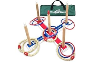 MOVASEE Ringwurfspiele - Ferienspaß für drinnen oder Hofspiel für draußen für Erwachsene und Familie - einfach einzurichten und kompakt zu transportieren