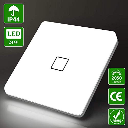 Öuesen 24W Carré Plafonnier élégant moderne LED plafond lampe Blanc Naturel 4000K LED imperméable à l'eau LED Plafonnier IP44 [Classe énergétique A+]